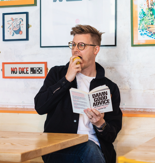 Marc Thomas reading Damn Good Advice with a lemon